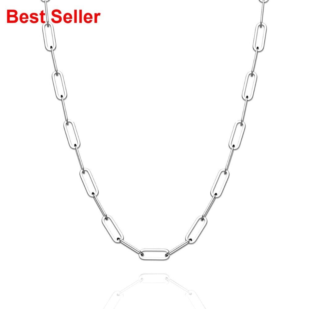 925 Sterling Silver Paperclip Lobster Clasp Chain Necklace 16-30 Inches